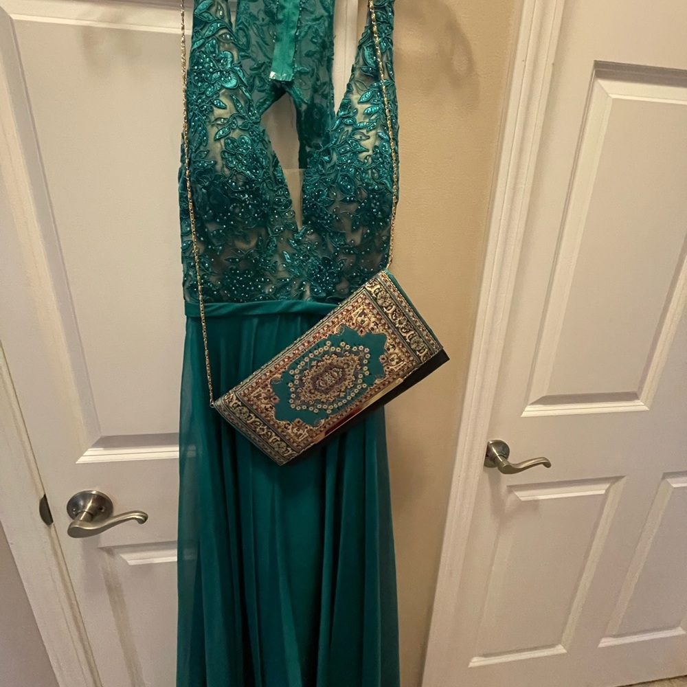 Elegant Teal Backless Dress